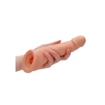 REALROCK 8'' Realistic Penis Extender with Rings - Flesh 20.3 cm Penis Extension Sleeve - REA106FLE