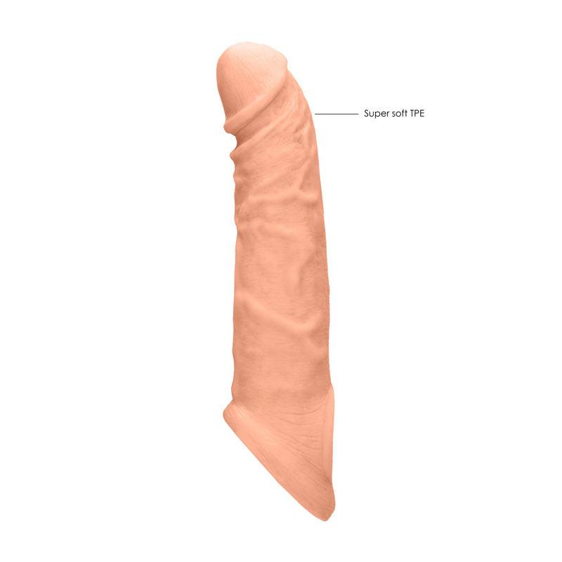 REALROCK 8'' Realistic Penis Extender with Rings - Flesh 20.3 cm Penis Extension Sleeve - REA106FLE