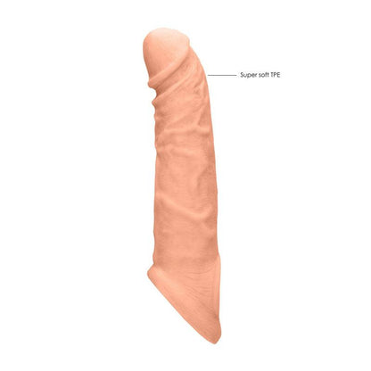 REALROCK 8'' Realistic Penis Extender with Rings - Flesh 20.3 cm Penis Extension Sleeve - REA106FLE