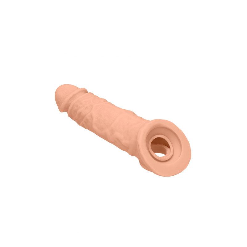 REALROCK 8'' Realistic Penis Extender with Rings - Flesh 20.3 cm Penis Extension Sleeve - REA106FLE