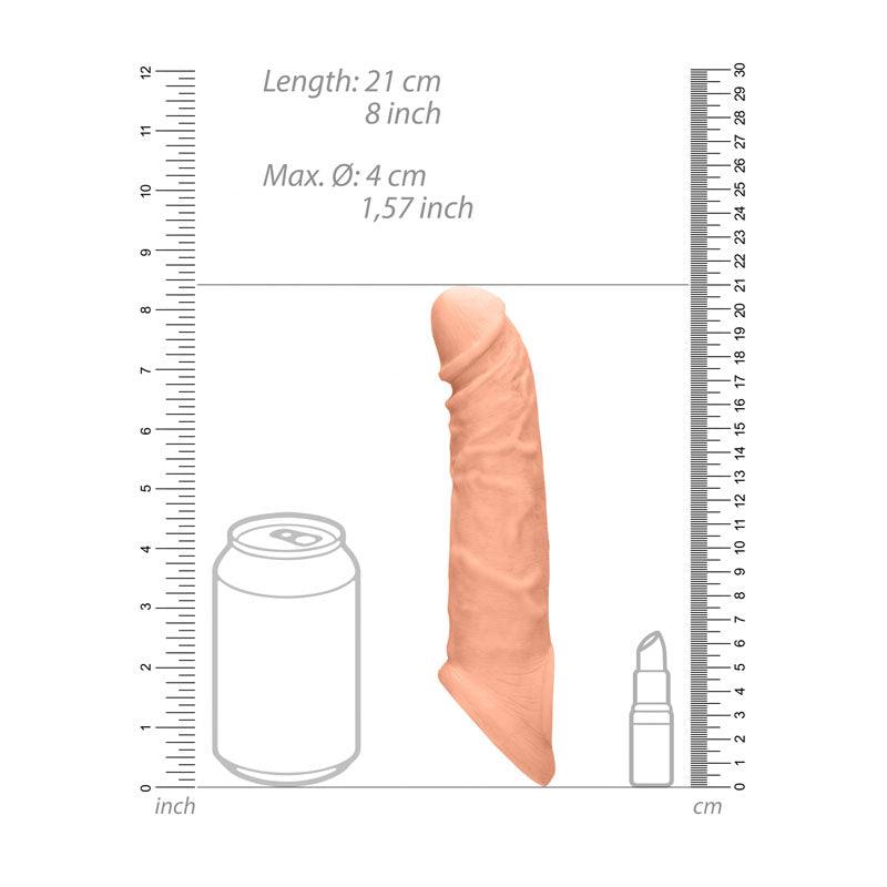 REALROCK 8'' Realistic Penis Extender with Rings - Flesh 20.3 cm Penis Extension Sleeve - REA106FLE