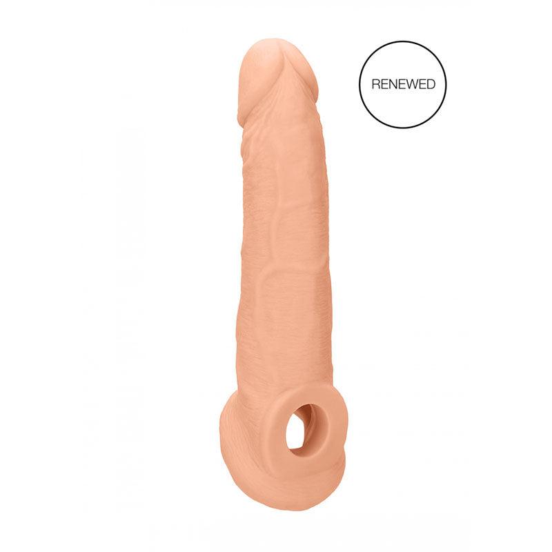 REALROCK 9'' Realistic Penis Extender with Rings - Flesh 22.9 cm Penis Extension Sleeve - REA107FLE