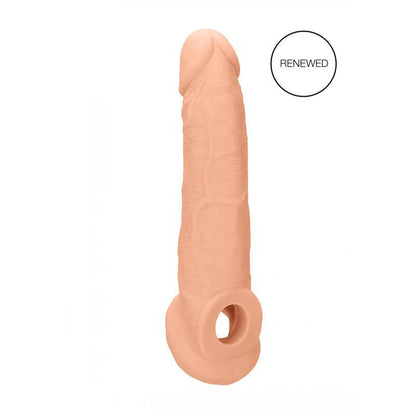 REALROCK 9'' Realistic Penis Extender with Rings - Flesh 22.9 cm Penis Extension Sleeve - REA107FLE