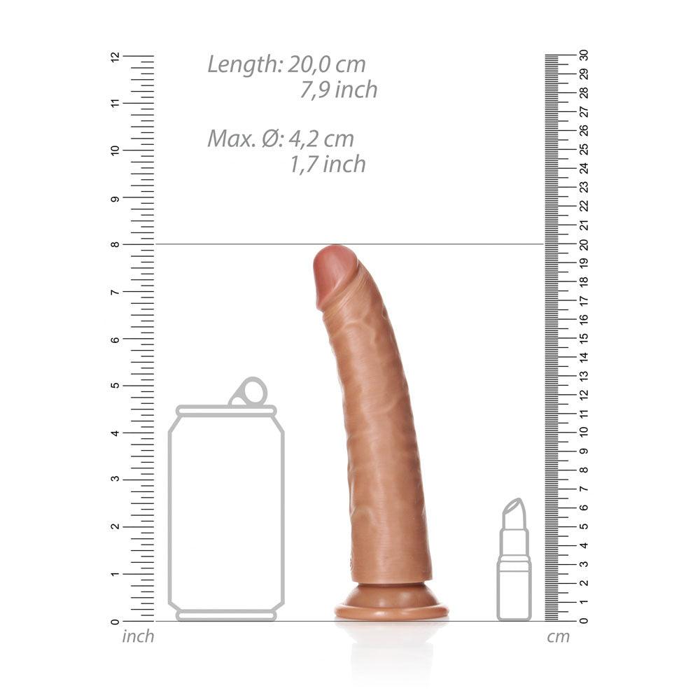 REALROCK Realistic Slim Dildo with Suction Cup - 18cm - Tan 18 cm (7'') Dong - REA114TAN