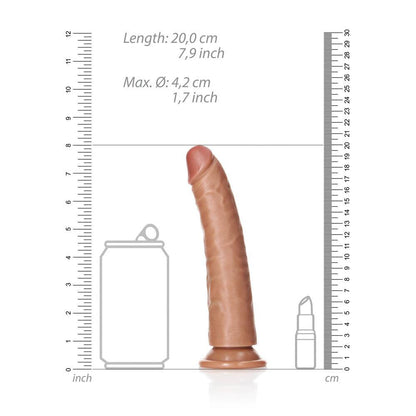 REALROCK Realistic Slim Dildo with Suction Cup - 18cm - Tan 18 cm (7'') Dong - REA114TAN