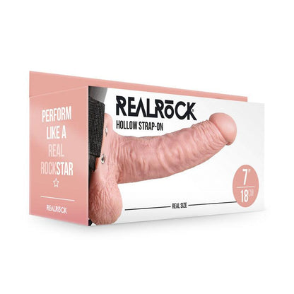 REALROCK Hollow Strap-On with Balls - 18 cm Flesh - Flesh 18 cm Hollow Strap-On - REA131FLE