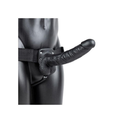 REALROCK Hollow Strapon with Balls - 23 cm Black - Black 23 cm Hollow Strap-On - REA132BLK