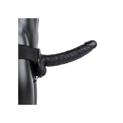 REALROCK Hollow Strapon with Balls - 23 cm Black - Black 23 cm Hollow Strap-On - REA132BLK