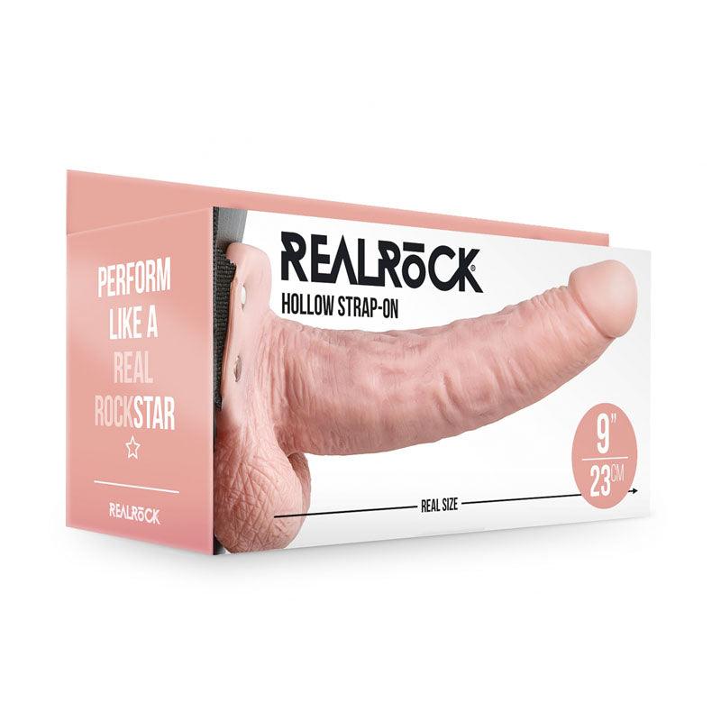 REALROCK Hollow Strapon with Balls - 23 cm Flesh - Flesh 23 cm Hollow Strap-On - REA132FLE