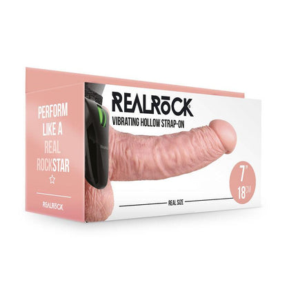 REALROCK Vibrating Hollow Strapon + Balls - 18cm Flesh - Flesh 18 cm Vibrating Hollow Strap-On - REA133FLE