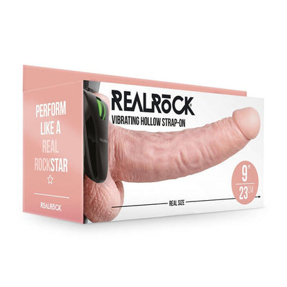 REALROCK Vibrating Hollow Strapon + Balls - 23cm Flesh - Flesh 23 cm Vibrating Hollow Strap-On - REA134FLE