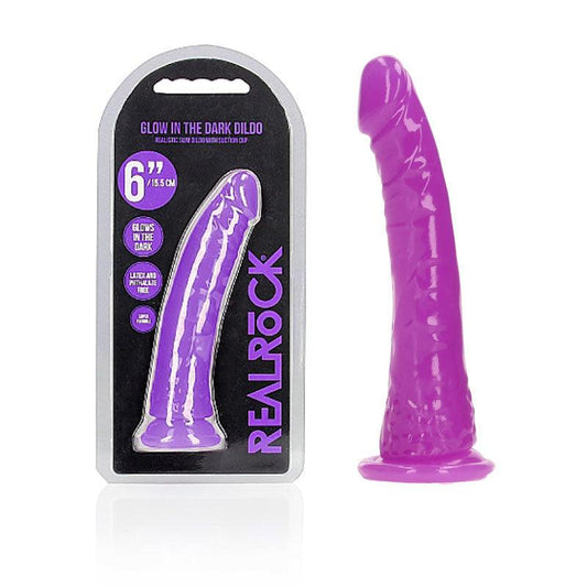 REALROCK 15.5 cm Slim Glow in the Dark Neon - Purple - Glow in Dark Purple 15.5 cm (6'') Dong - REA141GLOPUR