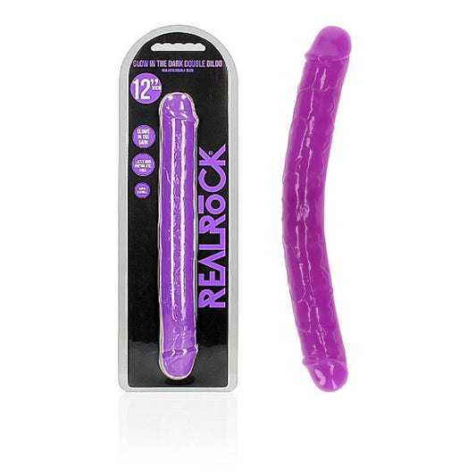 REALROCK 30 cm Double Dong Glow - Purple - Purple 30 cm (12'') Double Dong - REA148GLOPUR