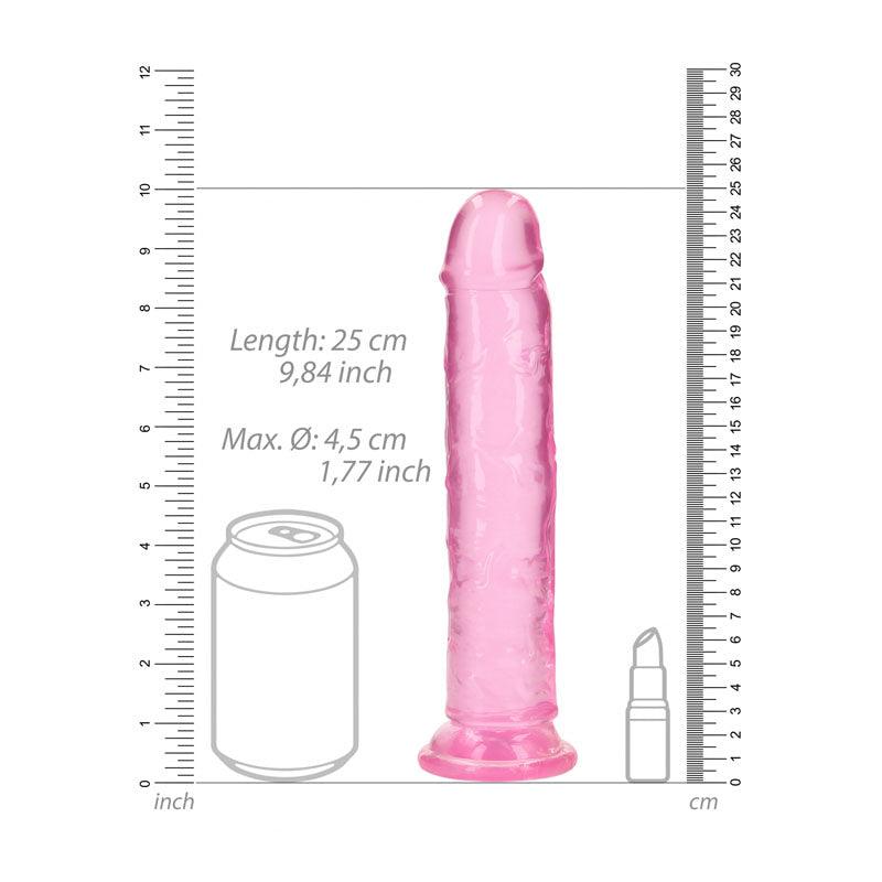 REALROCK 25 cm Straight Dildo - Pink - Pink 25 cm (10'') Dong - REA154PNK