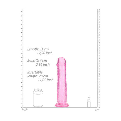 REALROCK 31 cm Straight Dildo - Pink - Pink 31 cm (11'') Dong - REA156PNK