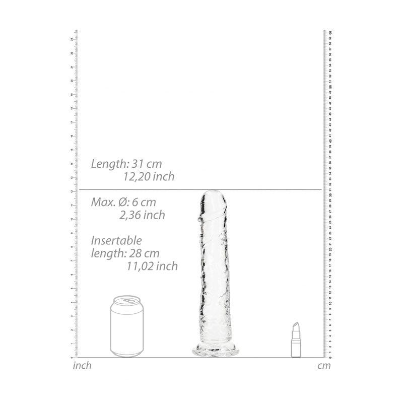 REALROCK 31 cm Straight Dildo - Clear - Clear 31 cm (11'') Dong - REA156TRA