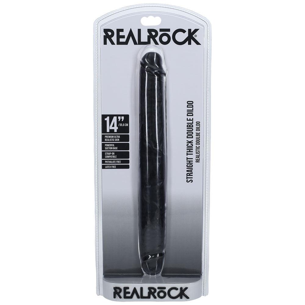 REALROCK 35cm Thick Double Dildo - Black - Black 35 cm (14'') Thick Double Dong - REA185BLK