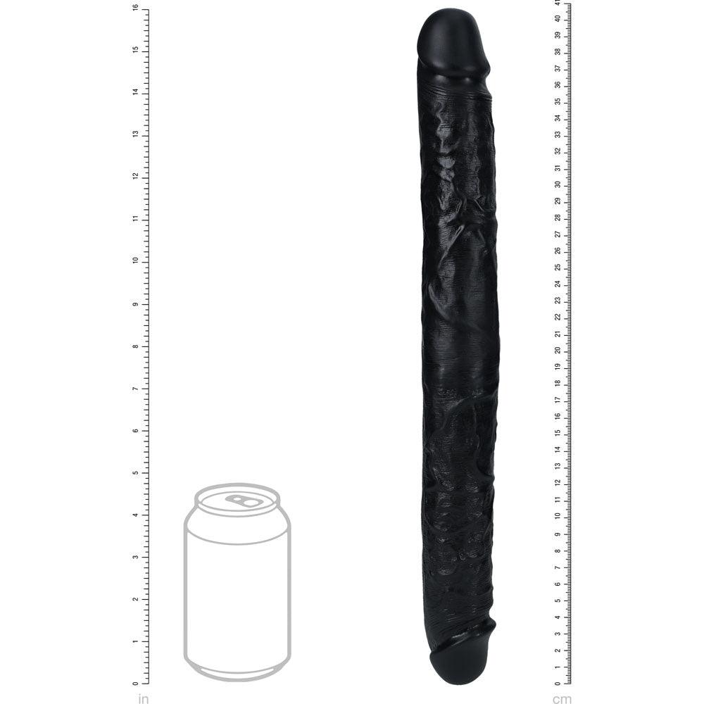 REALROCK 40cm Thick Double Dildo - Black - Black 40 cm (16'') Thick Double Dong - REA186BLK