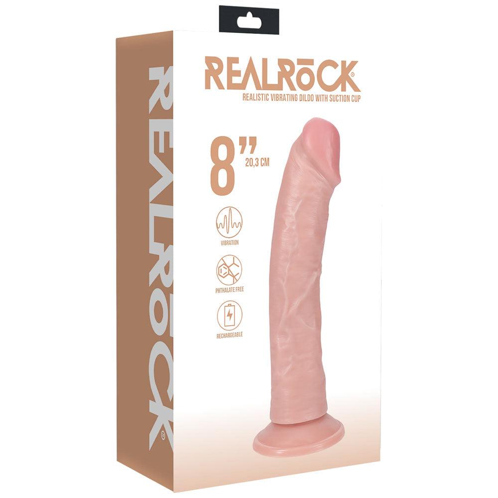 REALROCK 20cm Vibrating Cock - Flesh - Flesh 20.3 cm (8'') USB Rechargeable Vibrating Dong - REA188FLE