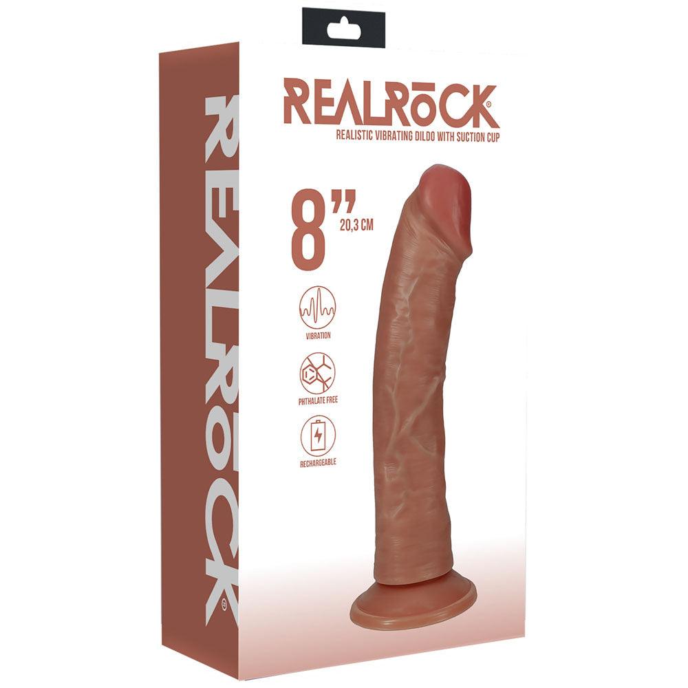 REALROCK 20cm Vibrating Cock - Tan - Tan 20.3 cm (8'') USB Rechargeable Vibrating Dong - REA188TAN