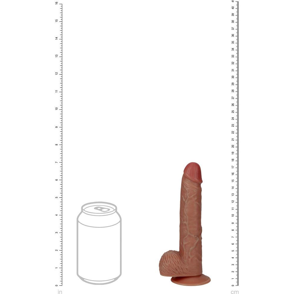 REALROCK 18cm Vibrating Cock + Balls - Tan - Tan 17.8 cm (7'') USB Rechargeable Vibrating Dong - REA189TAN