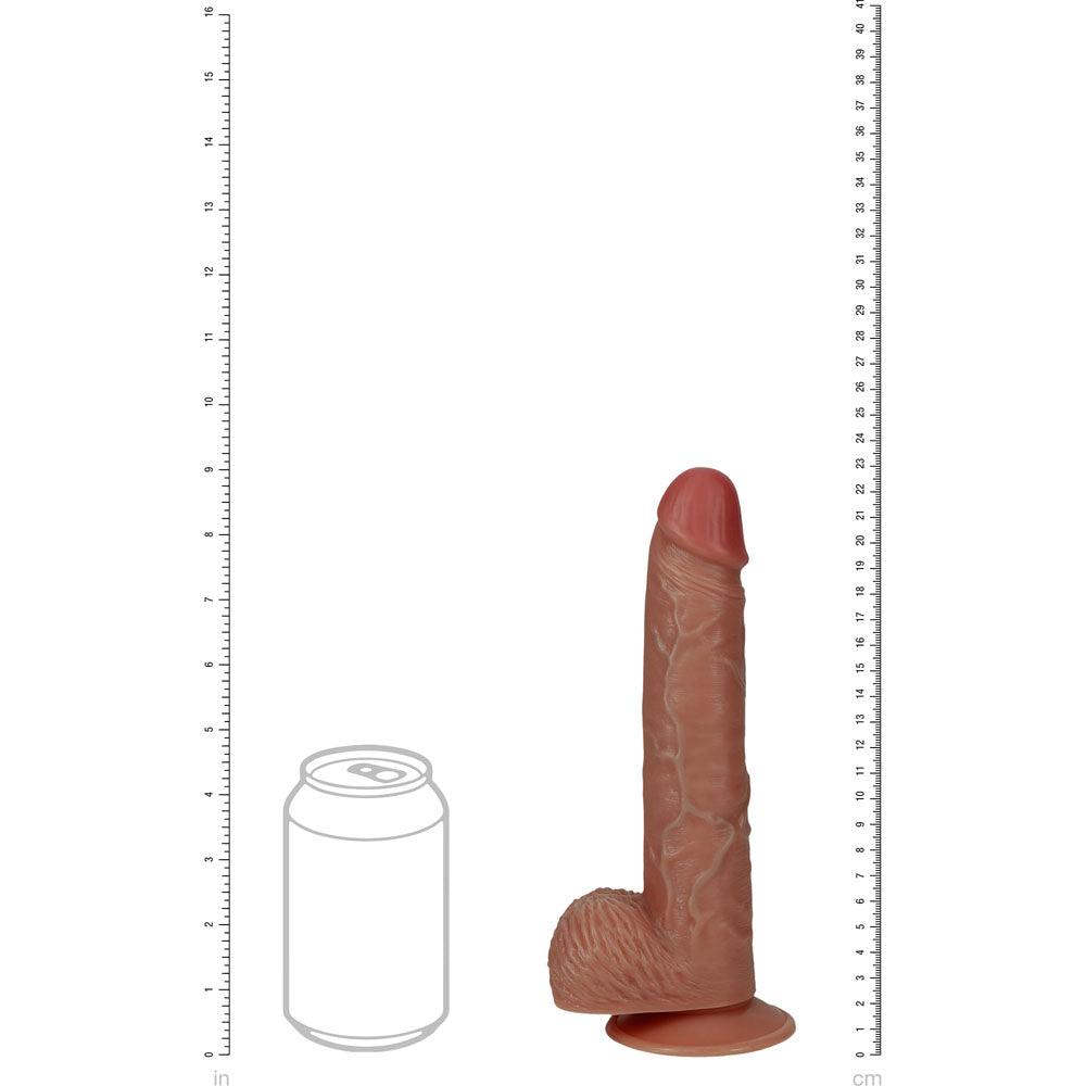 REALROCK 23cm Vibrating Cock + Balls - Tan - Tan 22.9 cm (9'') USB Rechargeable Vibrating Dong - REA190TAN