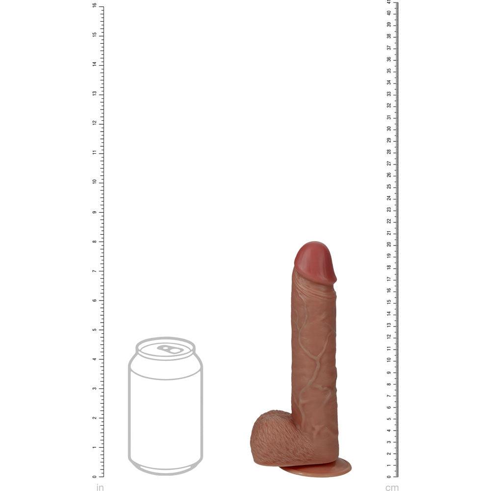 REALROCK 20cm Vibrating + Rotating Cock + Balls - Tan - Tan 20.3 cm (8'') USB Rechargeable Vibrating and Rotating Dong - REA192TAN