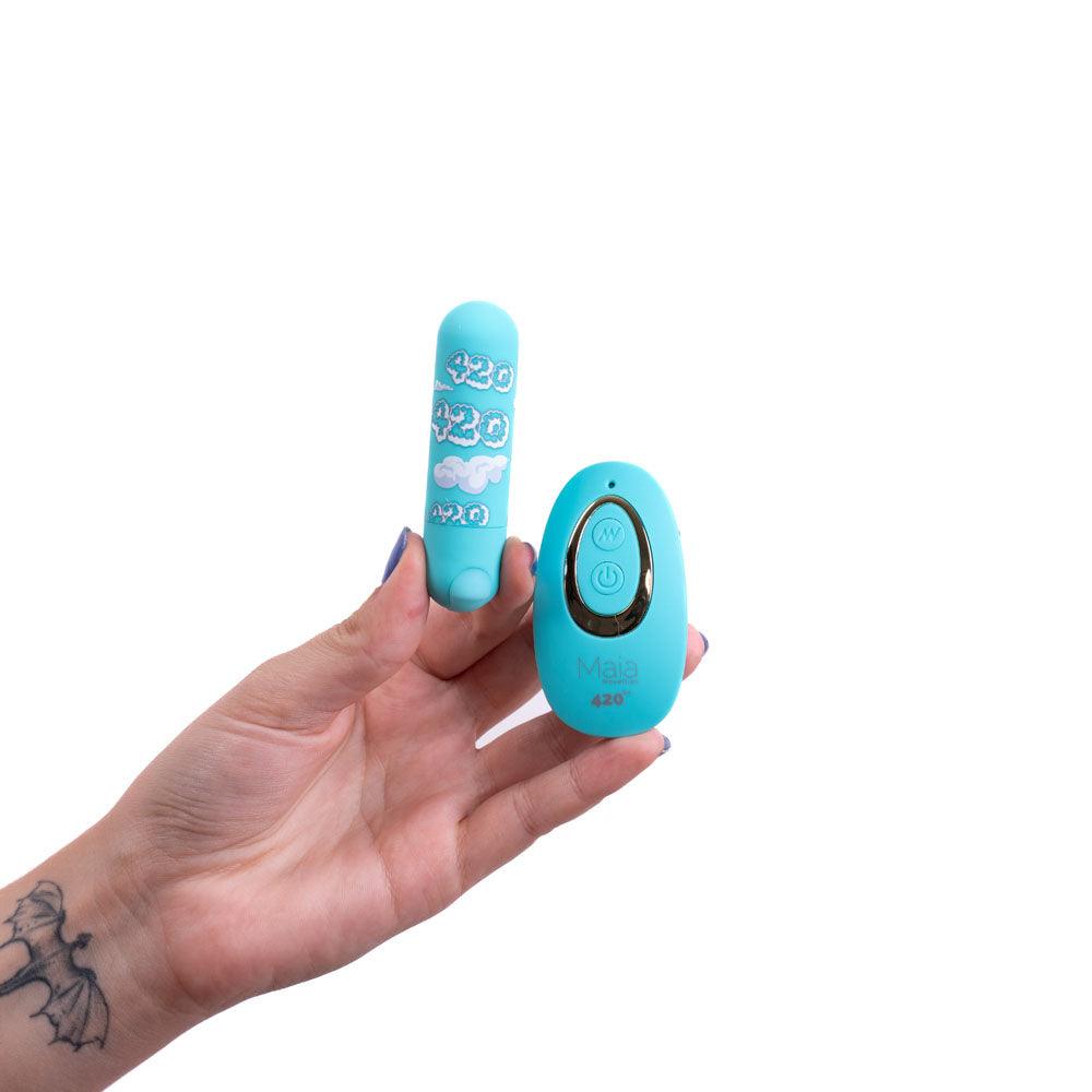 Maia JESSI 420 Remote - Sky Blue 7.6 cm USB Rechargeable Bullet with Wireless Remote - RM330-LF1