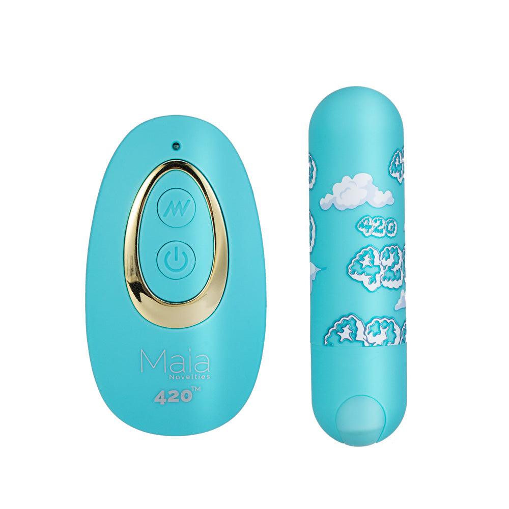 Maia JESSI 420 Remote - Sky Blue 7.6 cm USB Rechargeable Bullet with Wireless Remote - RM330-LF1