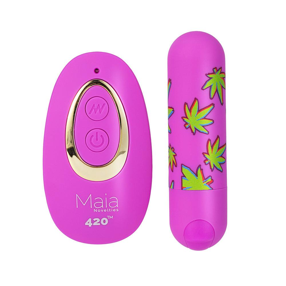 Maia JESSI 420 Remote - Purple 7.6 cm USB Rechargeable Bullet with Wireless Remote - RM330-LF2