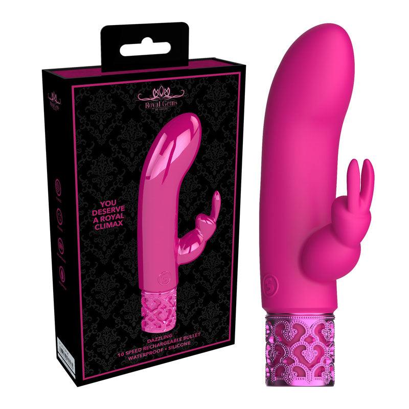 ROYAL GEMS Dazzling - Silicone Rechargeable Bullet - Pink 12 cm USB Rechargeable Bullet - ROY012PNK