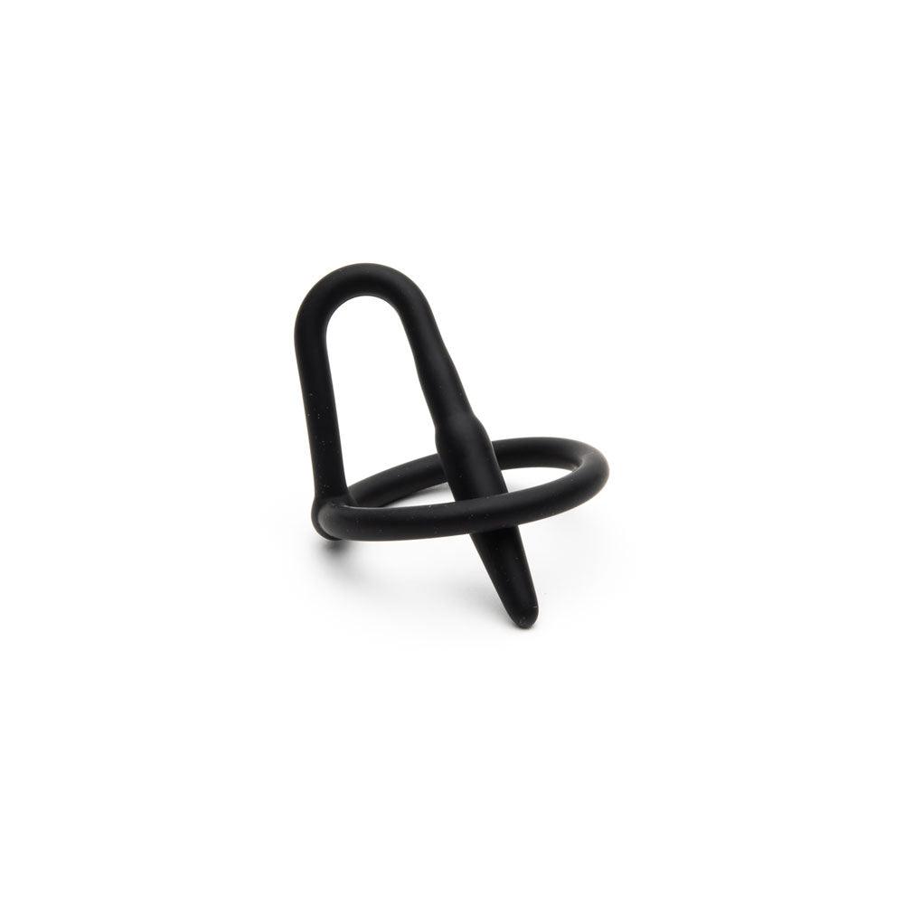 Sport Fucker Cock Plug - Black Cock Ring with Urethral Sound - SF12696