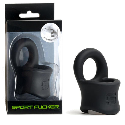 Sport Fucker Baller Ring - Black Liquid Silicone Cock Ring with Ball Stretcher - SF23094