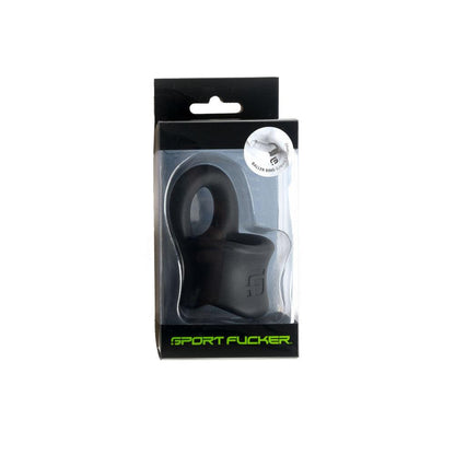 Sport Fucker Baller Ring - Black Liquid Silicone Cock Ring with Ball Stretcher - SF23094