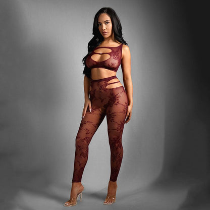 SHEER FANTASY UNDIVIDED ATTENTION - 1Size - Burgundy - One Size - SF988-OS-B