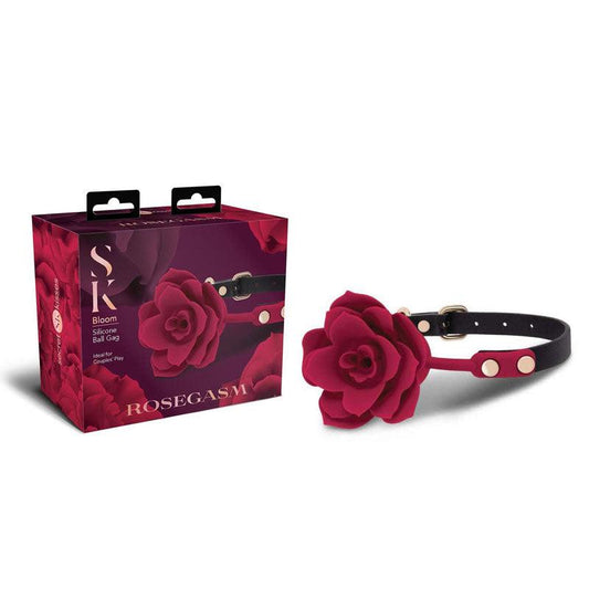 Secret Kisses ROSEGASM BLOOM SILICONE GAG - Rose Red Mouth Restraint - SK-1030