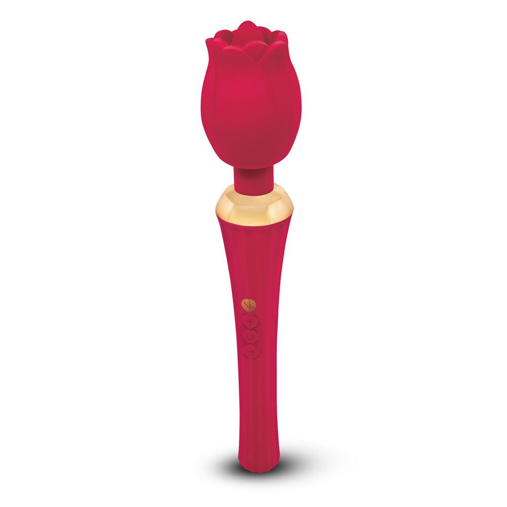 Secret Kisses Rosegasm Rose Wand - Rose Red 30.5 cm USB Rechargeable Massager Wand - SK-1043