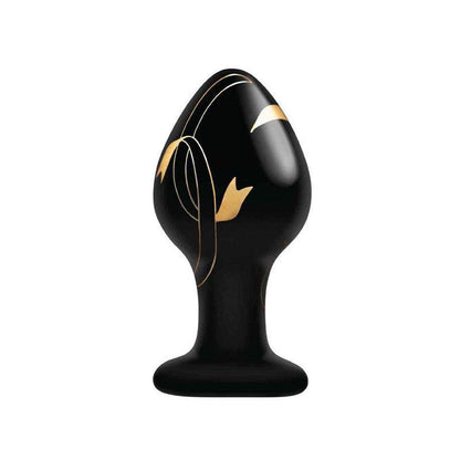 Secret Kisses 3.5'' Handblown Glass Plug - Black 8.9 cm Glass Butt Plug - SK-3001