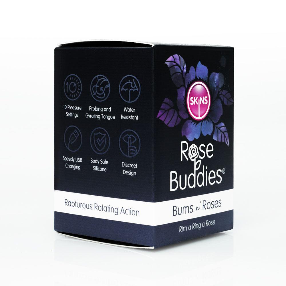 Skins Rose Buddies - The Bums N Roses - Black USB Rechargeable Anal Rimming Stimulator - SKRBBNR