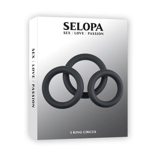 Selopa 3 RING CIRCUS - Black Cock Rings - Set of 3 Sizes - SL-CR-3595-2