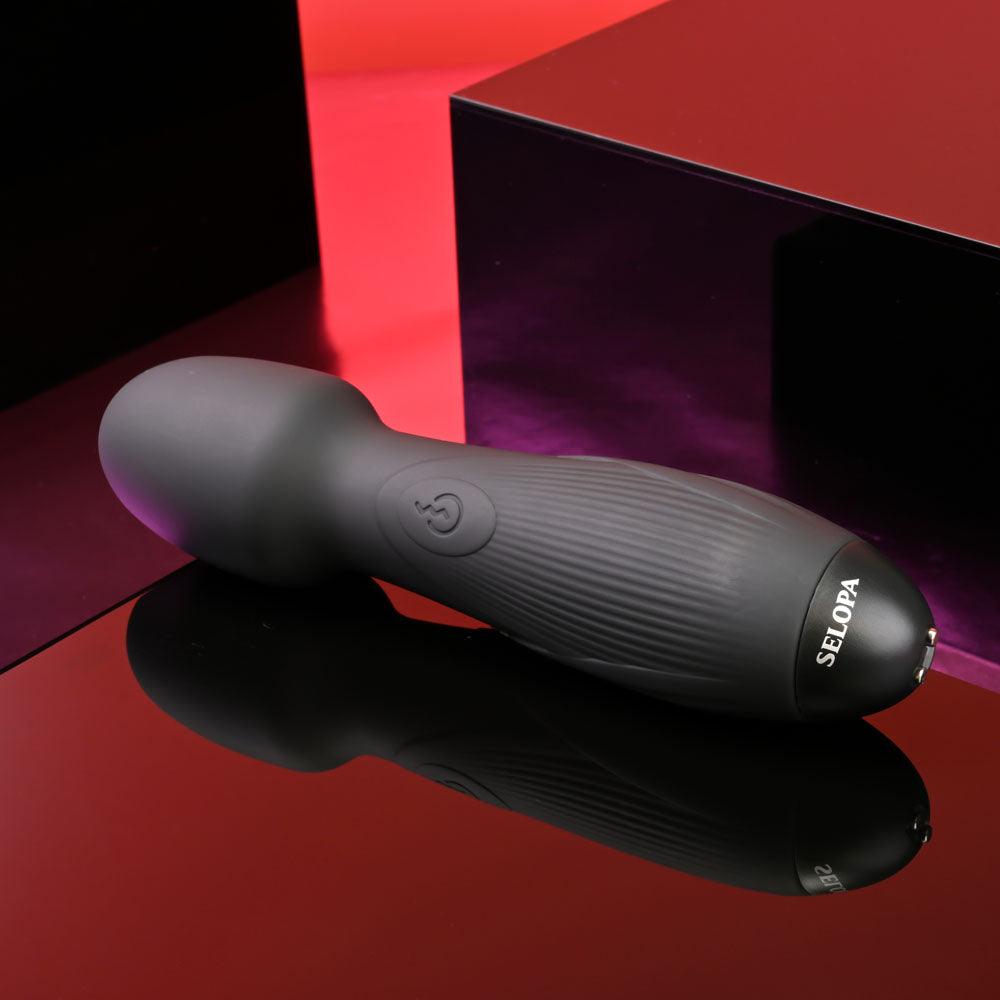 Selopa POWER TRIP - Black 18.8 cm USB Rechargeable Massage Wand - SL-RS-4165-2