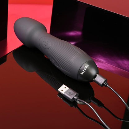 Selopa POWER TRIP - Black 18.8 cm USB Rechargeable Massage Wand - SL-RS-4165-2