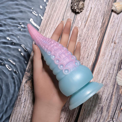 Selopa STUCK ON YOU - Blue/Pink 19 cm USB Rechargeable Vibrating Tentacle Fantasy Dildo - SL-RS-4172-2