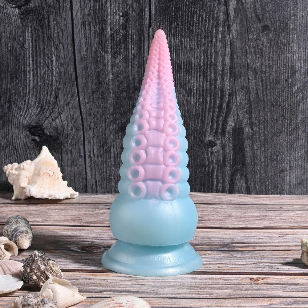 Selopa STUCK ON YOU - Blue/Pink 19 cm USB Rechargeable Vibrating Tentacle Fantasy Dildo - SL-RS-4172-2