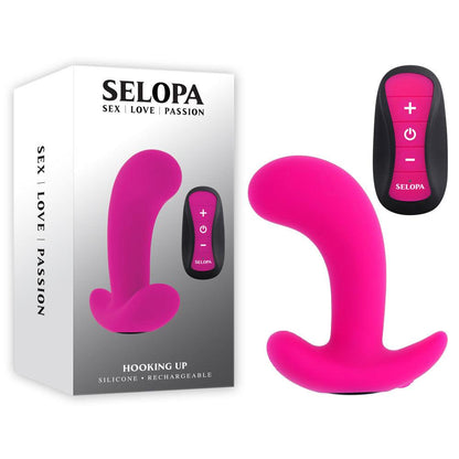 Selopa HOOKING UP - Pink 9.5 cm USB Rechargeable Vibrator with Wireless Remote - SL-RS-4219-2