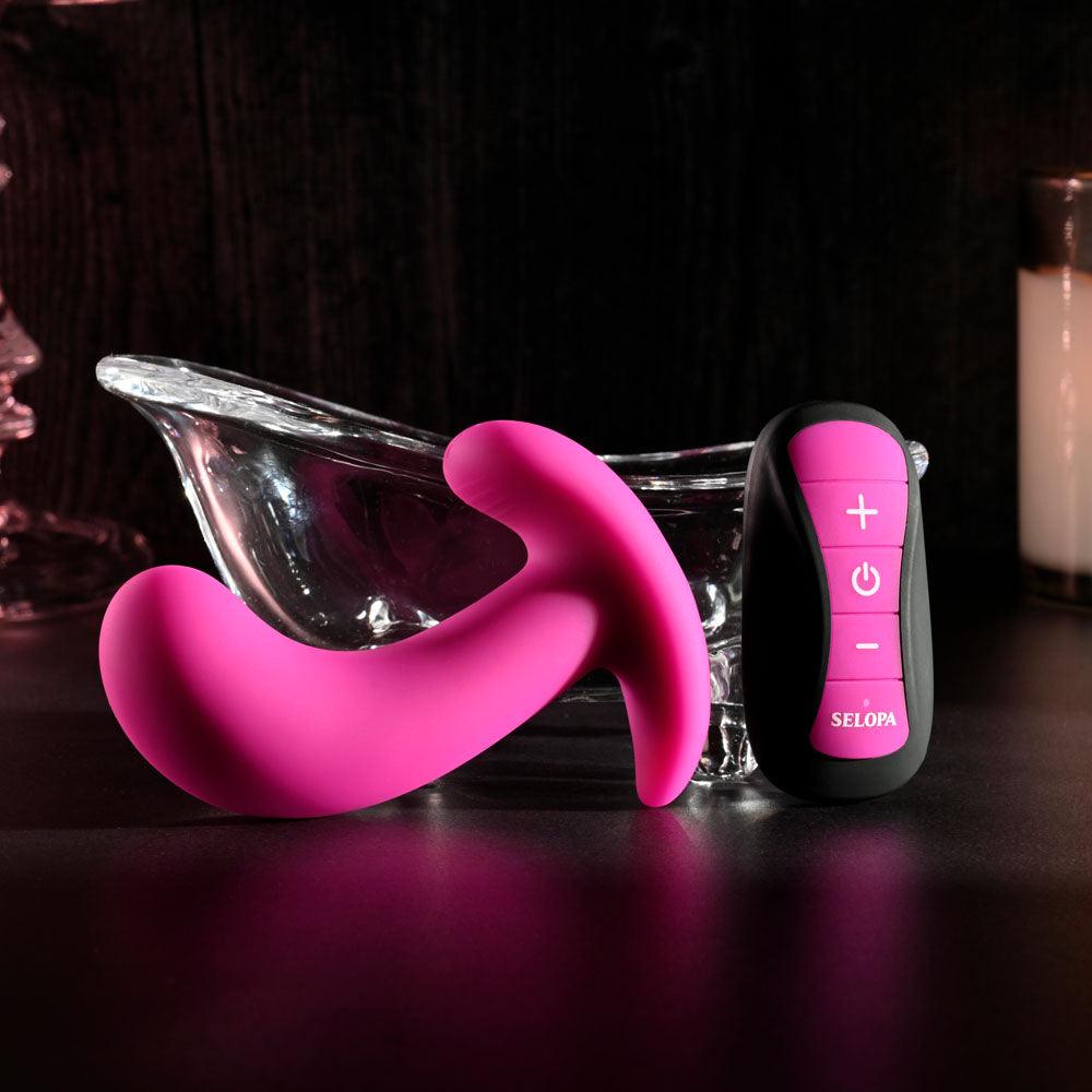 Selopa HOOKING UP - Pink 9.5 cm USB Rechargeable Vibrator with Wireless Remote - SL-RS-4219-2