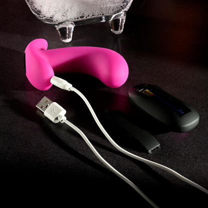 Selopa HOOKING UP - Pink 9.5 cm USB Rechargeable Vibrator with Wireless Remote - SL-RS-4219-2