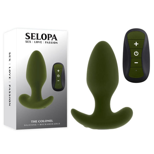 Selopa THE COLONEL - Green 10.1 cm USB Rechargeable Vibrating Butt Plug with Wireless Remote - SL-RS-4226-2