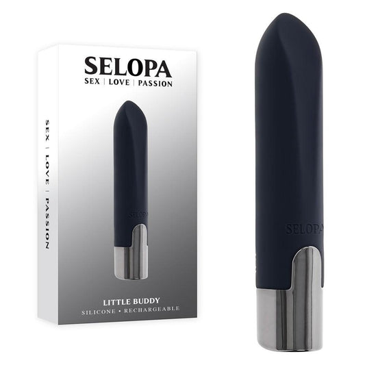 Selopa LITTLE BUDDY - Black 11.1 cm USB Rechargeable Vibrating Bullet - SL-RS-5209-2