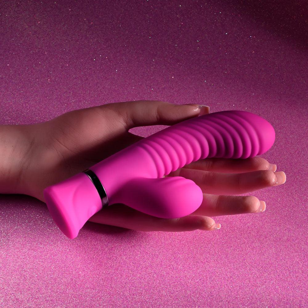 Selopa NEXT WAVE - Pink 16.4 cm USB Rechargeable Dual Vibrator - SL-RS-5469-2